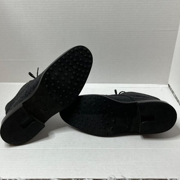 Tods Gray Desert Boots Lace Up Wool Outter Leather‎ Interior Rubber Sole 39/ 8.5 - Picture 10 of 11